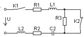 Переходный процесс в цепи с тремя реактивными элементами