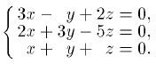 Задача 627 из учебника Минорского. <br />Решить систему линейных уравнений
