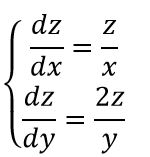 Задача 1217 из сборника Филиппова<br />Решить систему уравнений: ∂z/∂x = z/x,  ∂z/∂y = 2z/y.