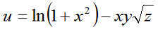 Найти производную скалярного поля u =ln(1+x<sup>2</sup>)-xy√x  по направлению нормали к поверхности Ω: 4x<sup>2</sup>-y<sup>2</sup>+z<sup>2</sup> =16   в точке M(1;-2;4).