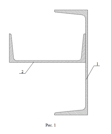 Определить координаты центра тяжести сечения сварной конструкции (рис. 1), являющейся частью рамы кузова локомотива; профиль 1 ‒ швеллер № 33, профиль 2 ‒ швеллер № 24.