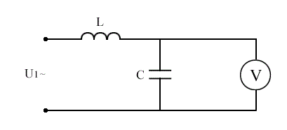 Дано:  U<sub>1</sub> = 10+100sin(ωt) + 20sin(3ωt) B, ωL = 5 Ом, 1/ωc = 15 Ом. Вычислить показание вольтметра электромагнитной системы.