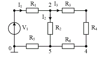 Самостоятельная работа 1 <br />Электрические цепи постоянного тока с одним источником ЭДС  <br />N=8<br />R1=10 Ом; R2=14 Ом; R3=21 Ом; R4=5 Ом; R5=5 Ом; R6=4 Ом; V1 = 140 B