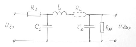 Вариант 18<br /> Данная схема используется в качестве ФНЧ с параметрами: R1 = 250 Ом, Rн = 100 Ом <br /><b>Требуется: </b><br />Подобрать реактивные элементы L, C1, C2 (при RL = 0) так, чтобы на частоте f1 = 8 МГц АЧХ цепи была меньше на 6 дБ по сравнению с АЧХ на граничной частоте fгр = 1 МГц