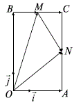В прямоугольнике ОАСВ заданы OA = 3, OB = 4, М — середина ВС, N — середина АС. Выразить OM, ON, MN через единичные векторы i , j в направлении OA, OB соот- ветственно 