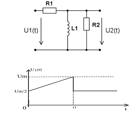Um=40 В; t1=2 мс. Для схемы задания 4 и входного сигнала задания 5 записать в общем виде u2(t).