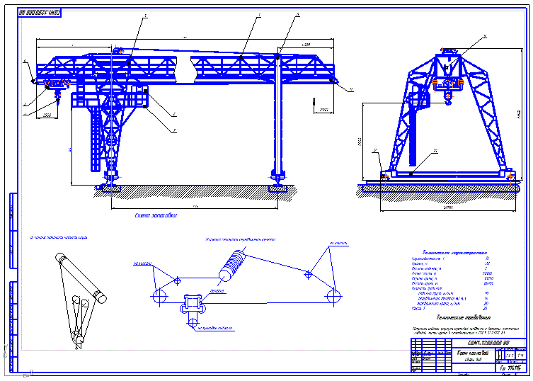 Козловой двухконсольный кран с грузовой тележкой (Курсовой проект)