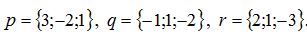 Даны три вектора p = {3,-2,1}, q = {-1,1,-2}, r = {2,1,-3}  Найти разложение вектора с по базису p, q, r
