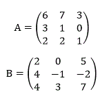 Даны 2 матрицы А и В, вычислить А*В, В*А, А<sup>-1</sup>