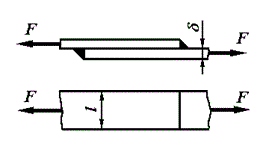 Рассчитать лобовой шов (рис), соединяющий два листа толщиной  δ = 8 мм из стали Ст 3, если F = 100 кН, Сварка ручная электродом Э42. 