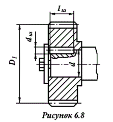 На консольную часть вала центробежного насоса, выполненного из стали 45, насажено колесо зубчатой передачи (Сталь 35) с помощью штифта (цилиндрической шпонки – рис ). Штифт (сталь Ст 6) установлен с натягом (напряженное соединение). Определить размеры штифта, если: мощность P = 10 кВт, частота вращения n = 980 об/мин, диаметр вала d = 35 мм. 