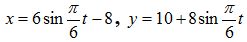 Даны уравнения движения точки. <br />1. Определить уравнение траектории и построить ее.<br /> 2. Определить начальное положение точки на траектории. <br />3. Указать моменты времени, когда точка пересекает оси координат. <br />4. Найти закон движения точки по траектории s = φ(t), принимая за начало отсчета расстояний начальное положение точки. <br />5. Построить график движения точки.	<br /> Дано: x = 6sin(π/6)t-8, y = 10+8sin(π/6)t
