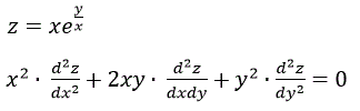 Дана функция z = xe<sup>y/x</sup>. Показать, что (рис) 