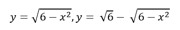 Найти площадь фигуры, ограниченной данными линиями с помощью двойного интеграла   y=√(6-x<sup>2</sup>),y= √6- √(6-x<sup>2</sup>)  