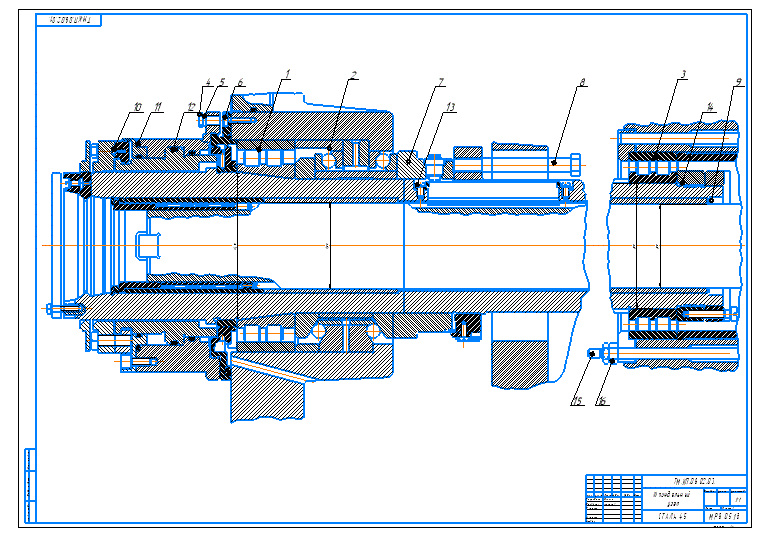 Шпиндельный узел многошпиндельного станка модели 2А622-МФ2 + спецификация (2 файла формата CDW и FRW)         