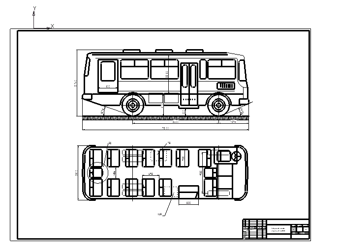 Чертеж автобуса ПАЗ-3205 (файл формата FRW)