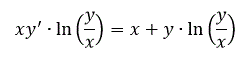 Решите дифференицальное уравнение 1-го порядка с однородной правой частью <br />  xy'∙ln⁡(y/x)=x+y∙ln⁡(y/x)  