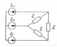 Билет 22 задача 3<br />В симметричной трехфазной цепи фазный тока фазный ток I<sub>BC</sub> =2 A. Сопротивление нагрузки Z=(15-j10) Ом <br />Определить фазные ЭДС.