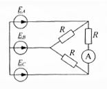 Билет 23 задача 3<br />Симметричная трехфазная цепь с параметрами R = 20 Ом подключена к сети с фазной ЭДС E<sub>B</sub> = 220e<sup>j90°</sup>  В. Определить показание амперметра