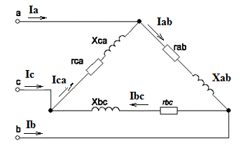 Для электрической схемы по заданным параметрам и линейному напряжению определить фазные и линейные токи в нейтральном проводе (для четырехпроводной схемы), активную мощность всей цепи и каждой фазы отдельно. Построить векторную диаграмму токов и напряжений на комплексной плоскости. <br />Вариант 18<br />  Исходные данные: UЛ = 127 В; rab = 8 Ом; rbc = 4 Ом; rca = 6 Ом; Xab = 4 Ом; Xbc = 3 Ом;  Xca = 8 Ом.