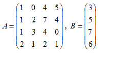 Решить математическую задачу в MS Excel и в MathCad. <br /> Решить систему линейных уравнений AX=B по формуле Крамера, где