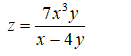 Найти область определения функции z =7x<sup>3</sup>y/(x-4y)