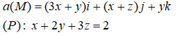 Вычислить циркуляцию векторного поля a(M)  по контуру треугольника, полученного в результате пересечения плоскости  (P) ax + by + cz = d координатными плоскостями, при положительном направлении обхода относительно нормального вектора  n(a,b,c) этой плоскости двумя способами: 1) используя определение циркуляции; 2) с помощью формулы Стокса.   <br /> a(M) = (3x+y)i + (x+z)j + yk <br /> (P): x+ 2y + 3z = 2