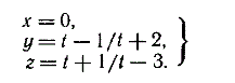 Построить линию, заданную параметрическими уравнениями <br /> x = 0 <br /> y = t-1/t + 2 <br /> z = t + 1/t - 3