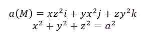 Вычислить поток векторного поля a(M) = xz<sup>2</sup>i + yx<sup>2</sup>j + zy<sup>2</sup>k  через поверхность шара  x<sup>2</sup> + y<sup>2</sup> + z<sup>2</sup> = a<sup>2</sup> во внешнюю его сторону