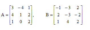 Даны две матрицы А и В. Найти: а) AB; б) BA; в) A<sup>-1</sup>; г) AA<sup>-1</sup>; д) A<sup>-1</sup>A
