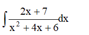Найти неопределенный интеграл ∫((2x + 7)/(x<sup>2</sup> + 4x + 6))dx