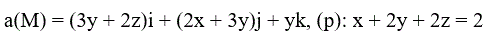 Вычислить поток векторного поля a(M) через внешнюю поверхность пирамиды, образуемую плоскостью (p) и координатными плоскостями, двумя способами: а) использовав определение потока; б) с помощью формулы Остроградского – Гаусса. <br /> а(M) = (3y + 2z)i + (2x + 3y)j + yk, (p): x + 2y + 2z = 2