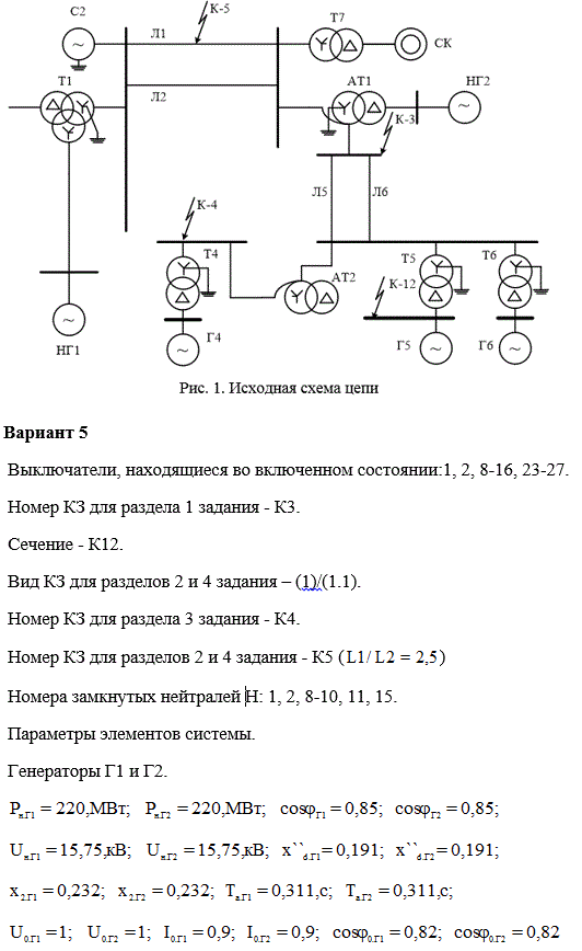 Электромагнитные переходные процессы (курсовая работа, вариант 5)