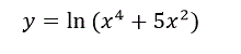 Найти производную функции y = ln(x<sup>4</sup> + 5x<sup>2</sup>)