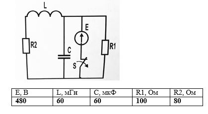 Задана схема электрической цепи постоянного тока, в которой производится переключение<br /> Выполнить: провести расчет переходных процессов, построить графики переходный процессов.