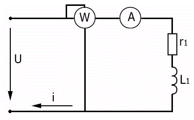 Определить силу тока в цепи, построить векторную диаграмму.  <br /> Дано: R1 = 10 Ом, L1 = 0.1 Гн, U = 40 В.