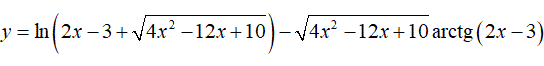 Найти производную <br /> y = ln(2x - 3 + √(4x<sup>2</sup> - 12x + 10)) - √(4x<sup>2</sup> - 12x +10)arctg(2x - 3)
