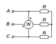 <b>Глава 4. Задача 101</b>	<br />Найти показания ваттметра. 	<br />Дано: 	<br />U<sub>Л</sub> = 660 В 	<br />R = 5 Ом 	<br />Ввести ответ, округлив до единиц кВт.