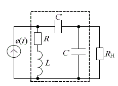 Полагая параметры электрической цепи (см. рис. 1.2) такими же, как в задании 2, рассчитать на частоте источника напряжения параметры четырехполюсника, эквивалентной части цепи, выделенной штриховой линией.<br /> Вариант n = 4 m = 9