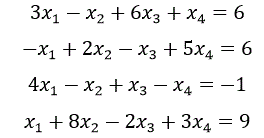 <b>Методы решения систем линейных алгебраических уравнений</b> <br />  а) решить СЛАУ методом итераций (точность счета ε=0,01); б) решить СЛАУ методом Зейделя (точность счета ε=0,01); <br />3x1-x2+6x3+x4=6 <br />-x1+2x2-x3+5x4=6 <br />4x1-x2+x3-x4=-1 <br />x1+8x2-2x3+3x4=9
