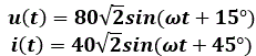Ток и напряжение на входе схемы изменяются по закону: U(t)=80√2sin(ωt+15°), i(t)=40√2sin(ωt+45°) <br /> Определить P, Q, S, cosφ, Z<sub>экв</sub> данной схемы. 