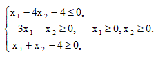 Решить геометрически следующую задачу линейного программирования: F = x<sub>1</sub> + x<sub>2</sub> → max при ограничениях