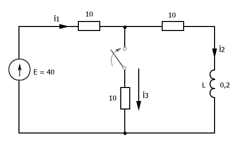 Определить токи i1<sub></sub>, i<sub>2</sub> классическим методом при замыкании ключа 