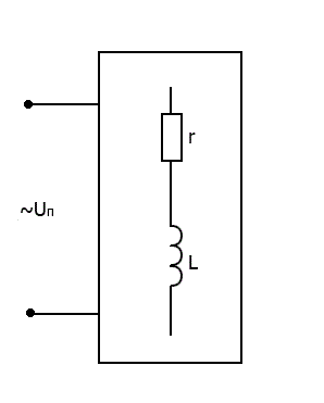 Входное сопротивление двухполюсника z = 12,7 Ом, угол сдвига фаз между входным напряжением и током φ= 47°50’. Напряжение питания U<sub>п</sub> = 36 В. Определить активное и реактивное сопротивление двухполюсника, активную, реактивную и полную мощность, потребляемые двухполюсником.