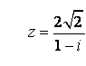 Дано комплексное число z .Требуется:  1) записать число  z  в алгебраической и тригонометрической формах; 2) найти все корни уравнения  ω<sup>3</sup> + z = 0 <br /> z = 2√2/(1- i)