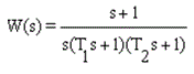 Определить дискретную передаточную функцию импульсной системы, у которой импульсный элемент формирует прямоугольные импульсы длительности γ = 0.1 с периодом дискретности Т = 1с, а непрерывная часть задана передаточной функцией W(s) при k = 10c<sup>-1</sup>, T = 0.2c, T1= 2c, T2 = 0.02c, T3 = 0.1c, T4 = 0.01c, τ = 0.01, ξ = 0.5