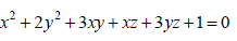 Составить уравнения касательной плоскости и нормали к поверхности x<sup>2</sup> + 2y<sup>2</sup> + 3xy + xz + 3yz +1= 0 в точке M0 (x<sub>0</sub>, y<sub>0</sub>, z<sub>0</sub>), если x<sub>0</sub> = 2, y<sub>0</sub> = -1