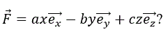 Сформулировать уравнения движения частицы массы m: а) в проекциях на оси x, y, z в декартовой системе координат; б) в проекциях на направления касательной и нормали к траектории.  Консервативна ли сила F =axe<sub>x</sub>  -bye<sub>y</sub> +cze<sub>z</sub>? <br /> В случае положительного ответа найти потенциальную энергию U(x,y,z).