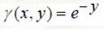 Найти массу плоской фигуры, ограниченной линиями x = 0, y = 1, y = x, если плотность γ (x, y) = e<sup>-y</sup>