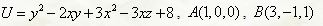 Найти производную скалярного поля U в точке А по направлению к точке В <br /> U = y<sup>2</sup> - 2xy + 3x<sup>2</sup> - 3xz + 8, A(1,0,0), B(3,-1,1)